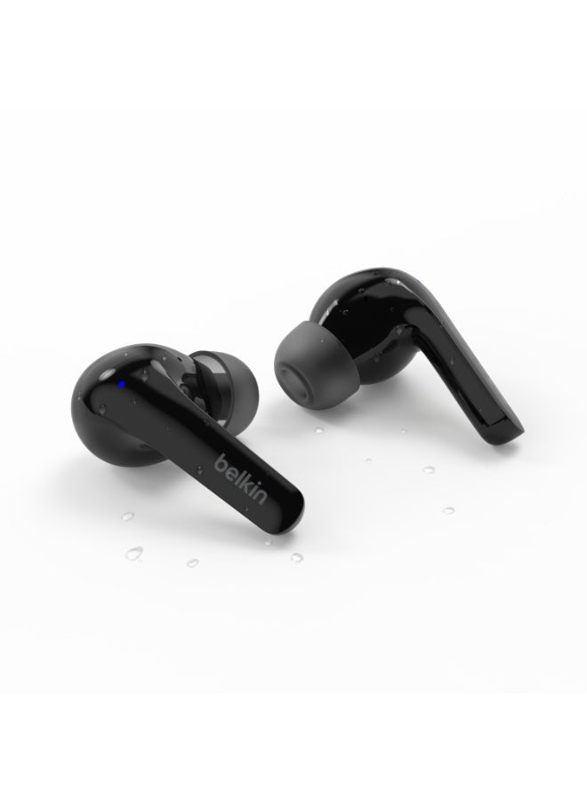 belkin - SoundForm Motion True Wireless Bluetooth Earbuds 33Hrs Playtime, Stylish W/ Great Sound And Clear Calls, 4x Microphones, Touch Controls, Wireless Charging, IPX5 Rating Black - Image 1