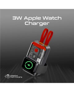 PROMATE 10000 mAh Power Bank With Built-in Cables, Transparent Power Bank, 35W USB-C PD Cable, 12W Lightning Cord, USB-C in/out Port And 3W Smartwatch Charger - Mavrix Red  - Image 5