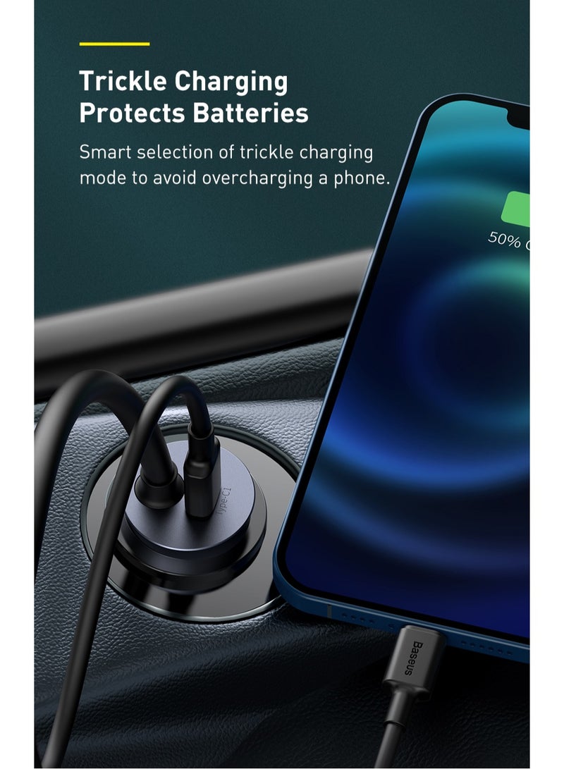 Baseus 4 Multi USB Car Charger Adapter, Charger For Multiple Devices, 12V Car Phone Charger With 5FT Cable For Front And Back Seat Charging, Compatible With iPhone 15/14/13/12 Series Samsung S24/S23 And More Grey  - Image 5