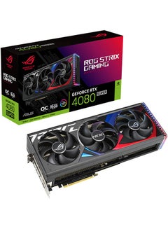 ROG Strix GeForce RTX 4080 SUPER OC Edition Graphics Card, 16GB GDDR6X 256-Bit Memory, 2640 MHz Boost Clock, 23 Gbps Memory Speed, 10240 CUDA Cores, PCI Express 4.0 | 90YV0KB0-M0NA00 Grey