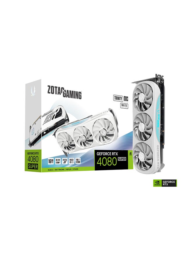 GAMING GeForce RTX 4080 SUPER Trinity OC Graphics Card, 16GB GDDR6X 256-bit Memory, 2565 MHz Boost Clock, 23Gbps Memory Speed, PCI E 4.0 16x, 3* DP 1.4a, 1*HDMI 2.1a, ZT-D40820Q-10P White