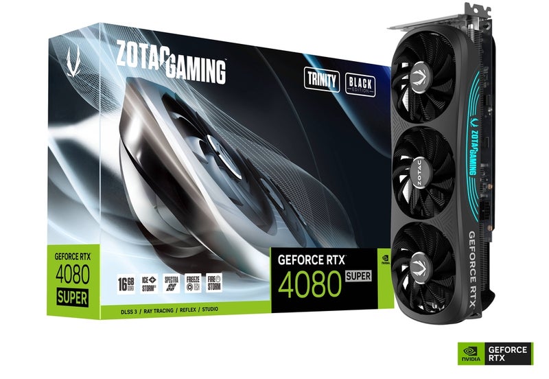 GAMING GeForce RTX 4080 SUPER Trinity Graphics Card, 16GB GDDR6X 256-Bit Memory, 2550 MHz Boost Clock, 23 Gbps Memory Speed, PCI Express 4.0 16x, 3x DP / HDMI, ZT-D40820D-10P Grey