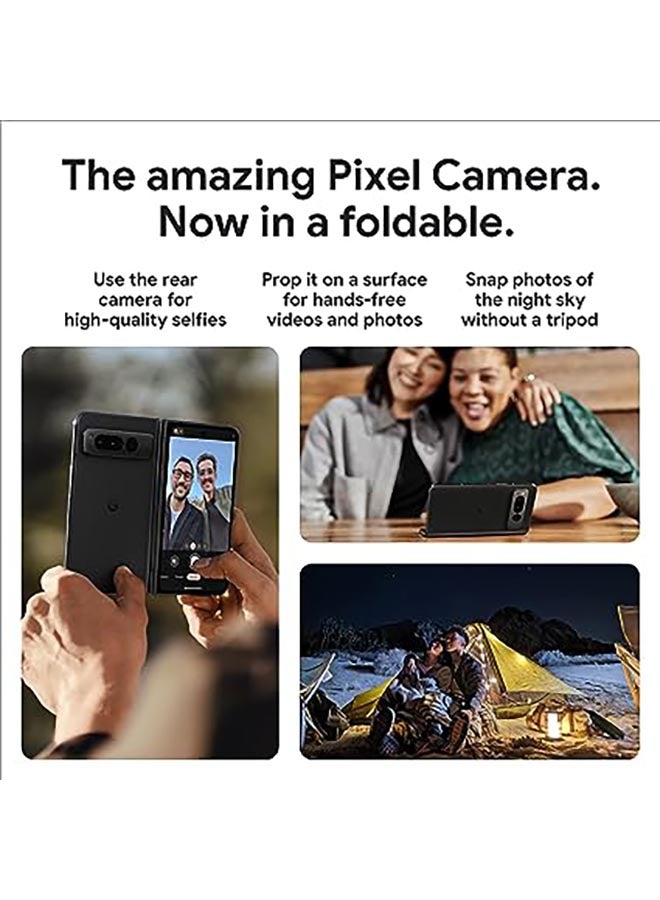 جوجل هاتف Pixel Fold ثنائي الشريحة بلون Obsidian وذاكرة وصول عشوائي بسعة 12 جيجابايت وذاكرة داخلية سعة 512 جيجابايت وشبكة 5G - الإصدار الدولي  - Image 5