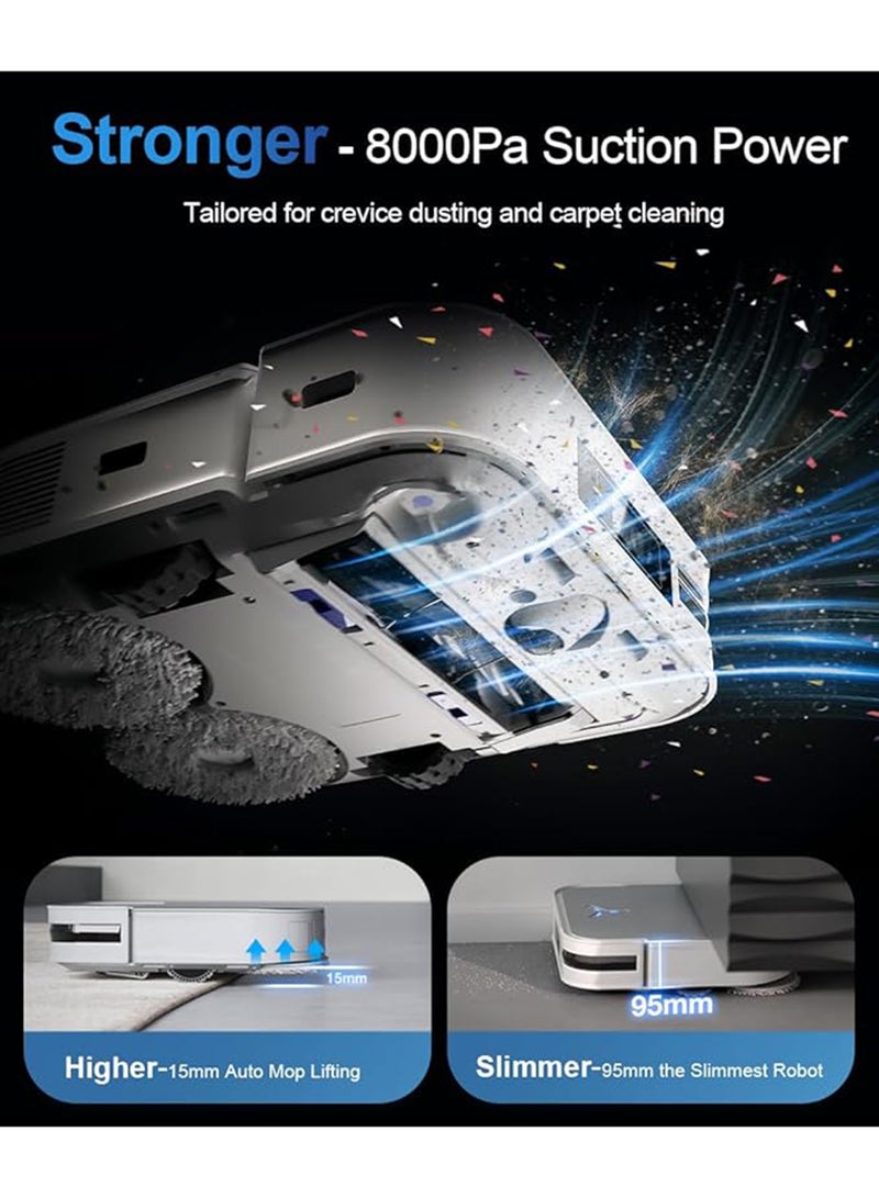Deebot X2 Omni Wet and Dry Robot Vacuum Cleaner and Mop with Auto Empty and Auto Clean Station, Powerful 8000Pa Suction with 15mm Auto Lift Mopping, LIDAR and Hot Water Mop Washing 4 L 0.01 W ‎X2 OMNI White - pnsku/N70043947V/45/_/1707119726/b50b300d-61f7-4454-b6b5-79adc6433e1f
