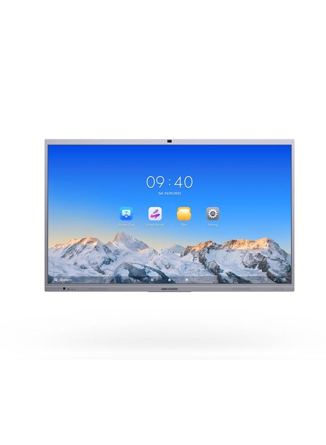 هيك فيجن شاشة تفاعلية DS-D5C86RB/B بدقة 4K مع كاميرا بدقة 8 ميجابكسل، وميكروفون متعدد الاتجاهات، وشاشة تعمل باللمس بالأشعة تحت الحمراء مقاس 86 بوصة، ومعدل تحديث 60 هرتز، وحدة المعالجة المركزية Cortex-A76*4+Cortex-A55*4، وذاكرة 8 جيجابايت، ومساحة تخزين 128 جيجابايت رمادية - Image 1