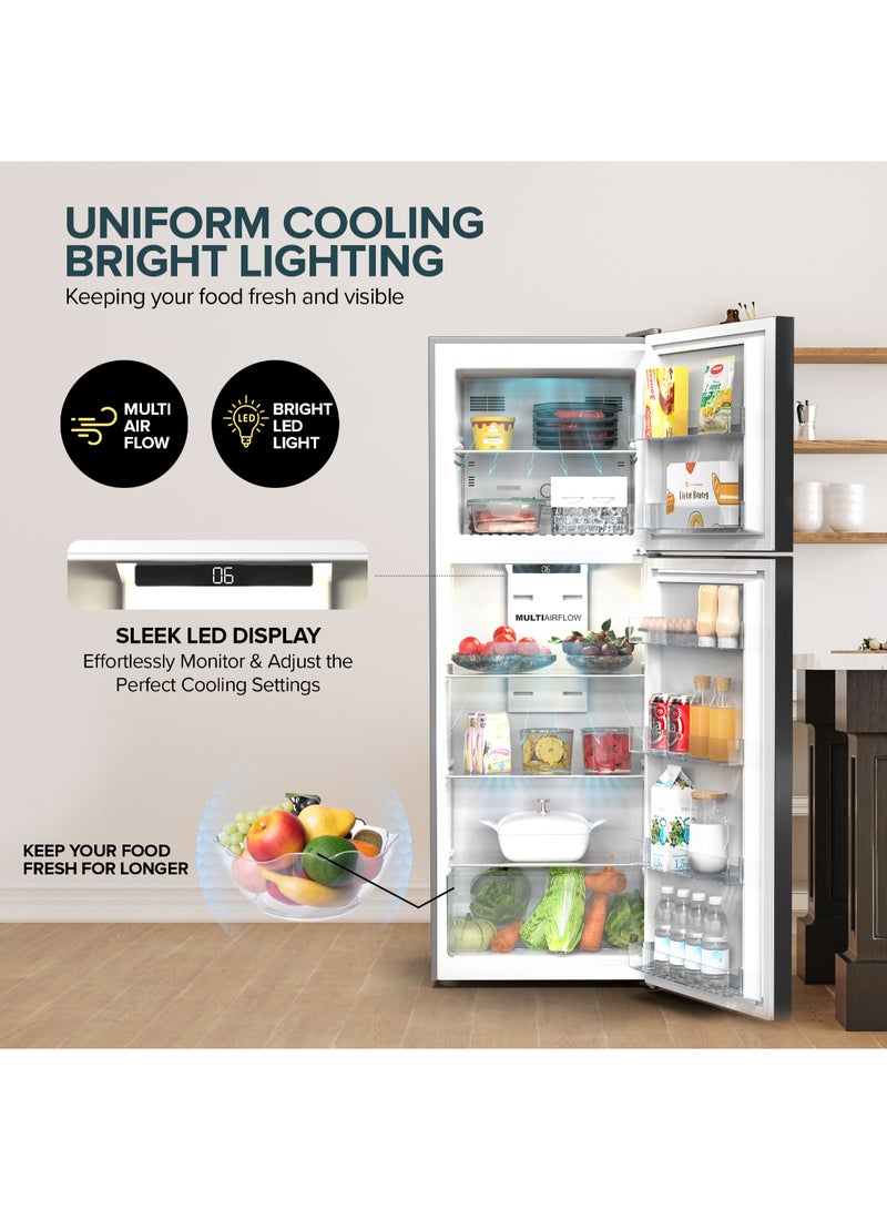 NIKAI 410L Gross/ 243L Net, No-Frost Double Door Refrigerator with Vegetable Crisper & Adjustable Glass Shelves, Temperature Control, Lock And Key, CFC Free, Silent Operation, Energy Saving R600A, Best For Home, Office & Hotels NRF410FSS Grey - Image 5