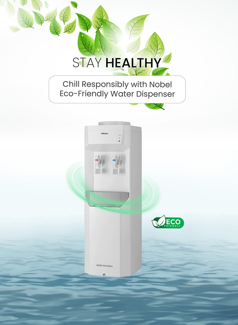 Nobel Made in Korea 2 Taps Water Dispenser - Hot & Cold Function, R134a Compressor Cooling, 2L/H Cooling, 5L/H Heating, 430W-510W Heating, 220-240V, 50-60Hz NWD7700KR White  - Image 5