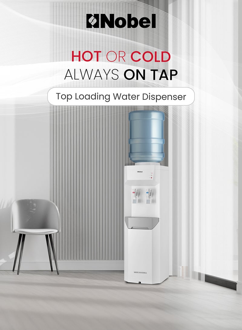 Nobel Made in Korea 2 Taps Water Dispenser - Hot & Cold Function, R134a Compressor Cooling, 2L/H Cooling, 5L/H Heating, 430W-510W Heating, 220-240V, 50-60Hz NWD7700KR White  - Image 2