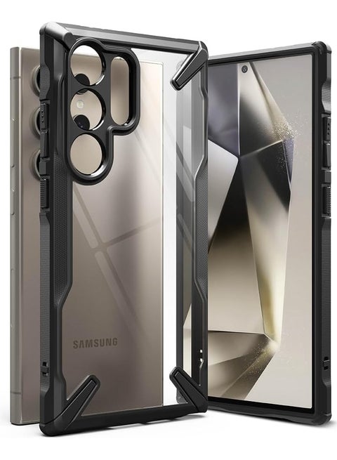 Fusion-X Compatible With Samsung Galaxy S24 Ultra 5G Case (2024), Clear Hard Back Cover Shockproof Protective Bumper Phone Cover for S24 Ultra Black