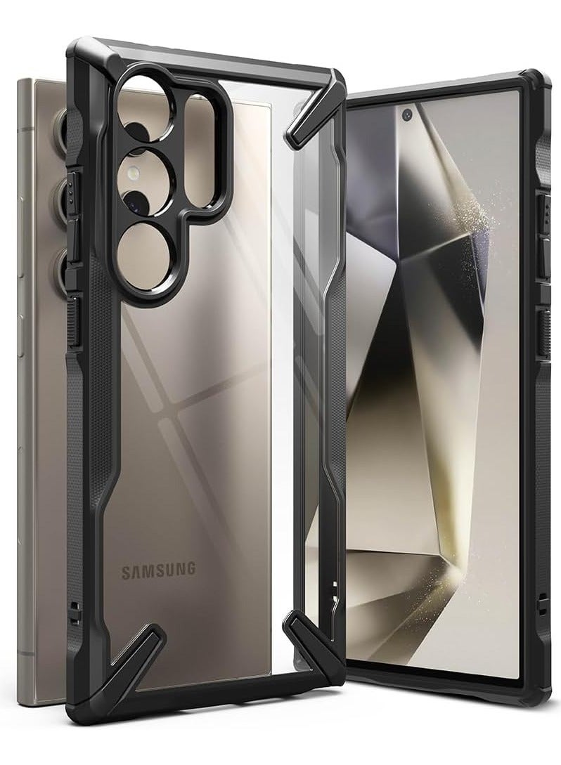 Ringke Fusion-X Compatible With Samsung Galaxy S24 Ultra 5G Case (2024), Clear Hard Back Cover Shockproof Protective Bumper Phone Cover for S24 Ultra Black  - Image 1