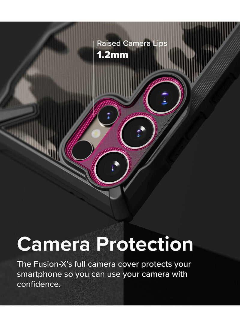 Ringke - Fusion-X Compatible With Samsung Galaxy S24 Ultra 5G Case (2024), Clear Hard Back Cover Shockproof Protective Bumper Phone Cover For S24 Ultra Camo Black - Image 1
