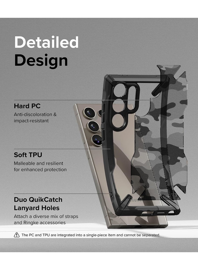 Ringke - Fusion-X Compatible With Samsung Galaxy S24 Ultra 5G Case (2024), Clear Hard Back Cover Shockproof Protective Bumper Phone Cover For S24 Ultra Camo Black - Image 1