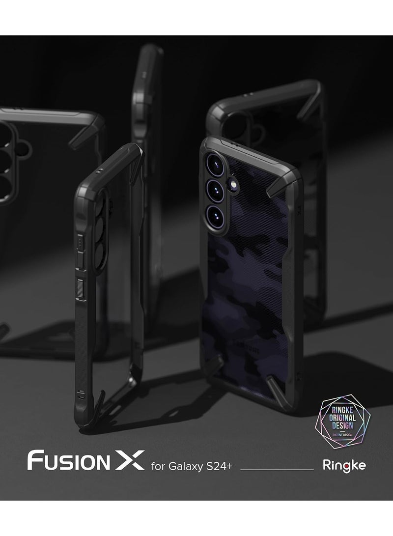 Ringke Fusion-X Case Compatible With Samsung Galaxy S24 Plus 5G Case (2024), Clear Hard Back With Shockproof Protective Bumper Phone Cover for S24 Plus Camo Black - Image 2