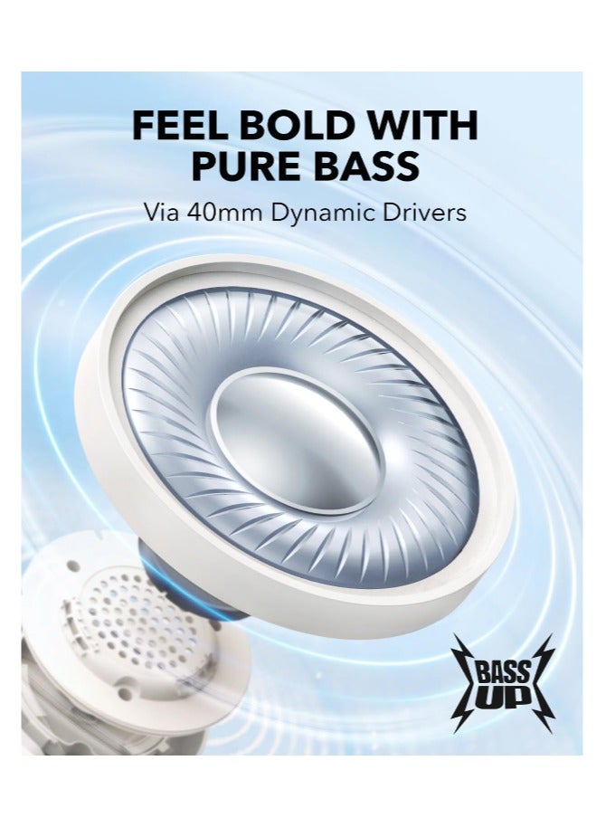 Soundcore H30i Wireless On-Ear Headphones, Foldable Design, Pure Bass, 70H Playtime, Bluetooth 5.3, Lightweight and Comfortable, App Connectivity, Multipoint Connection White - Image 2