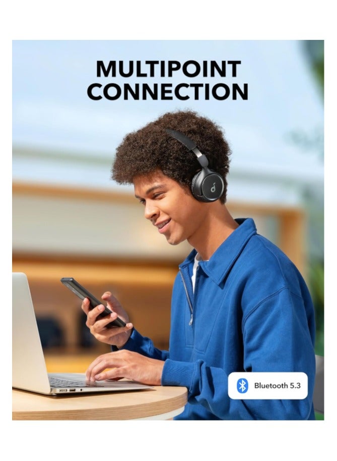 Soundcore H30i Wireless On-Ear Headphones, Foldable Design, Pure Bass, 70H Playtime, Bluetooth 5.3, Lightweight and Comfortable, App Connectivity, Multipoint Connection Black - Image 5