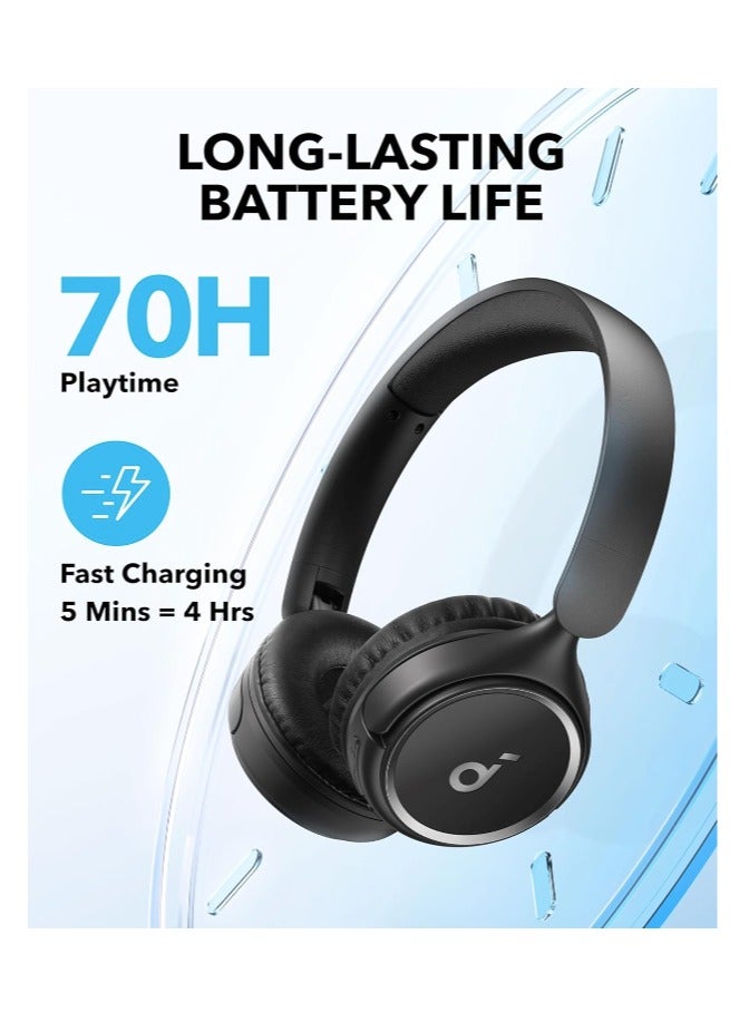 Soundcore H30i Wireless On-Ear Headphones, Foldable Design, Pure Bass, 70H Playtime, Bluetooth 5.3, Lightweight and Comfortable, App Connectivity, Multipoint Connection Black - Image 3