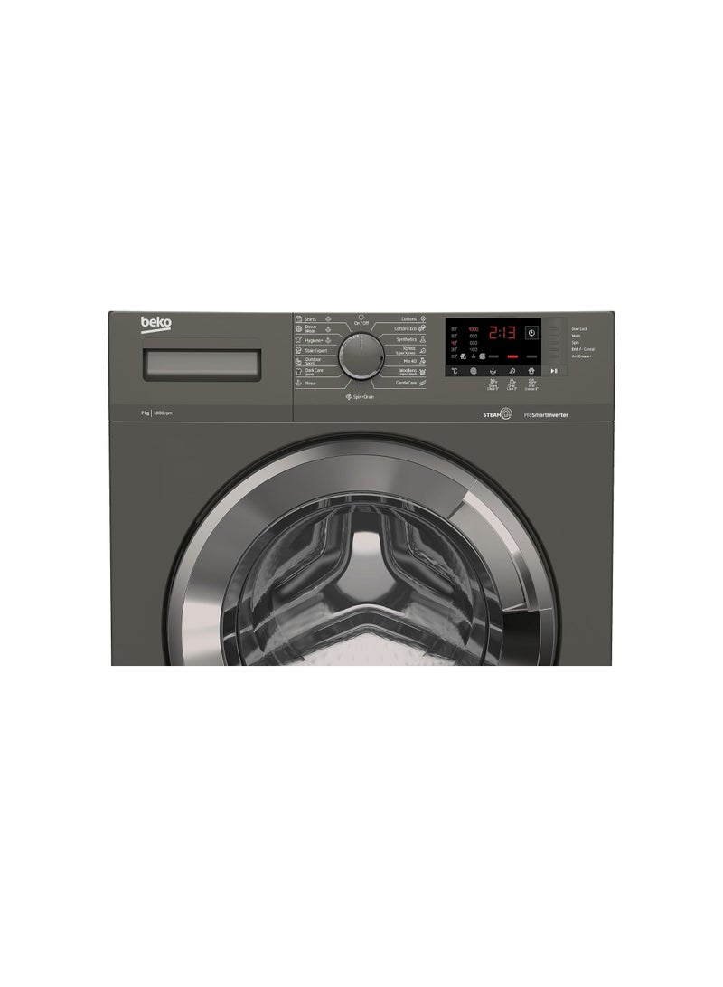 Beko Washing Machine Full Automatic, Digital, 8 KG, 1200 rpm, Pro Smart Inverter & Steam Cure WTV 8 kg WTV 8612 XMCI2 silver  - Image 3