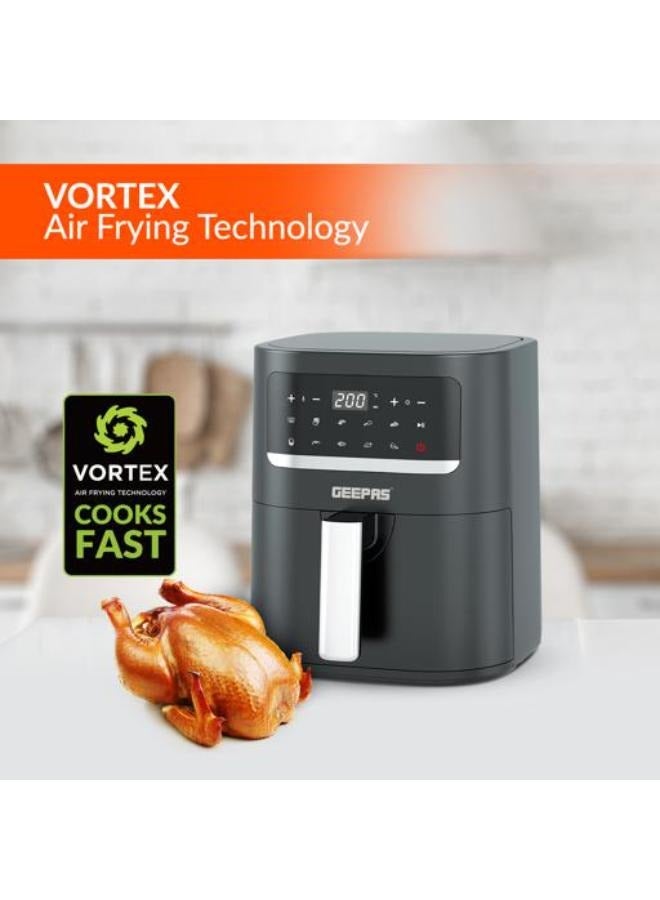 Digital Air Fryer With Vortex Air Frying Technology/Digital Display, Multiple Function/1-60 Min Timer, Temperature 50-200 Degree Celsius/10 Preset Programs, Ideal For Fries, Steak, Chicken, Cake, Meat, Bread 3.5 L 1400 W GAF6107Q Black/Silver