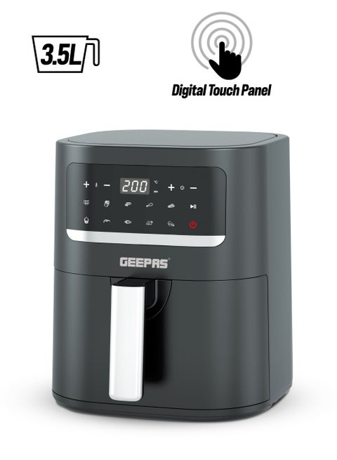 Digital Air Fryer With Vortex Air Frying Technology/Digital Display, Multiple Function/1-60 Min Timer, Temperature 50-200 Degree Celsius/10 Preset Programs, Ideal For Fries, Steak, Chicken, Cake, Meat, Bread 3.5 L 1400 W GAF6107Q Black/Silver
