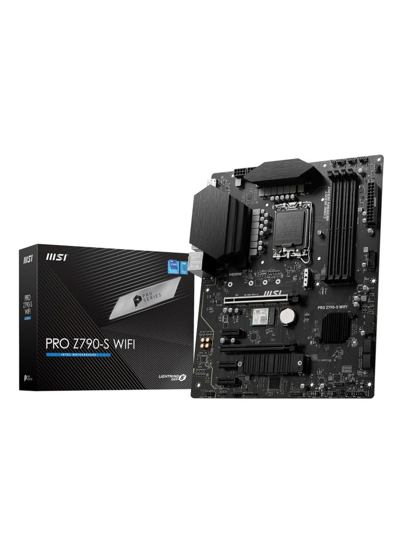 إم اس أي اللوحة الأم Pro Z790-S WiFi ProSeries (تدعم معالجات Intel من الجيل 12/13، LGA 1700، DDR5، PCIe 5.0، M.2، 2.5 جيجابت في الثانية LAN، USB 3.2 Gen2، Wi-Fi 6E، ATX)  - Image 1