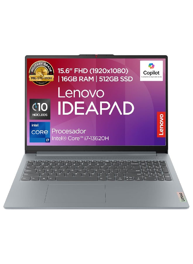Lenovo IdeaPad Slim 3 15IRH8 (Upgraded Laptop) Laptop With 15.6 Full HD Display, Intel Core i7-13620H Processor/16GB DDR5-4800 RAM/512GB SSD/Intel UHD Graphics/Windows 11 Home/ English/Arabic Arctic Grey - Image 1