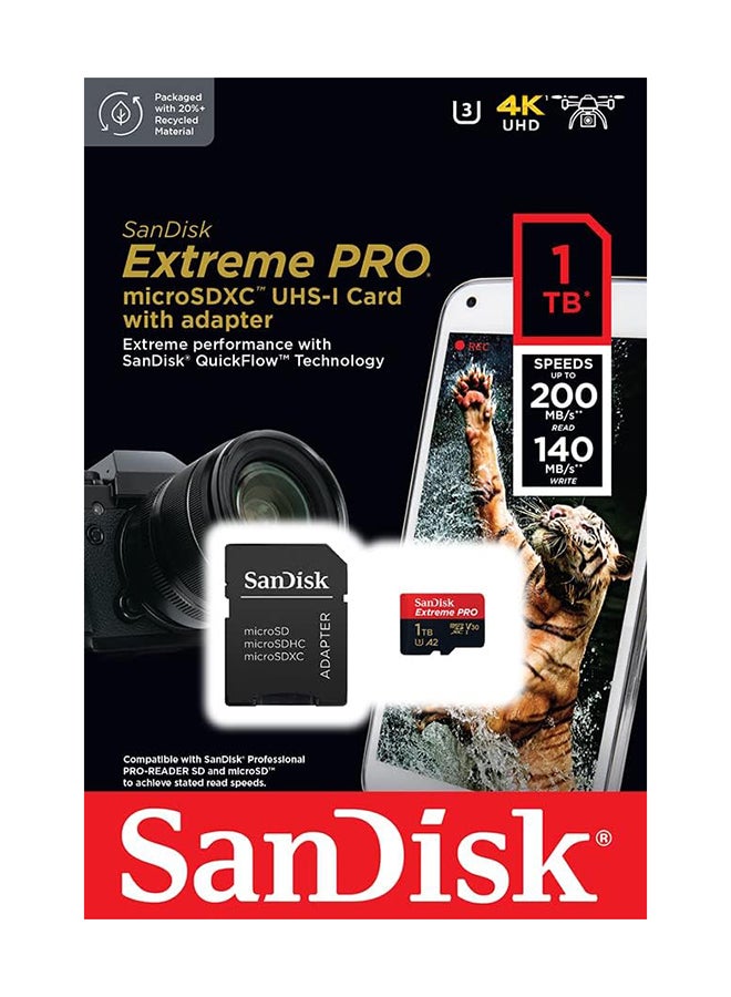 Sandisk - Extreme Pro Microsd Uhs I Card For 4K Video On Smartphones, Action Cams And Drones 200Mb/S Read, 140Mb/S Write, Sdsqxcd 1T00 Gn6Ma 1 TB - Image 1