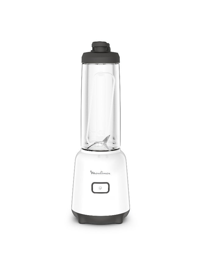 Moulinex Mix & Move Mini Blender Mixer, 2 To-Go Bottles in Premium Tritan, Space-Saving Compact Design, Easy-Cleaning Removable Blades, Easy and Ergonomic Single-Button Control 0.6 L 300 W LM15F127 White - Image 2