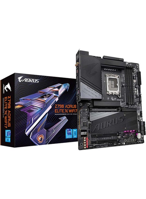 Z790 AORUS ELITE X WIFI7 LGA1700 ATX Motherboard, Intel Z790 Chipset, 4x DIMM DDR5, 192GB Max Memory, 4x M.2 Slot, Wi-Fi 7, BT5.3, PCIe 5.0 x16 & 2x PCIe 4.0 x16 Slots Black