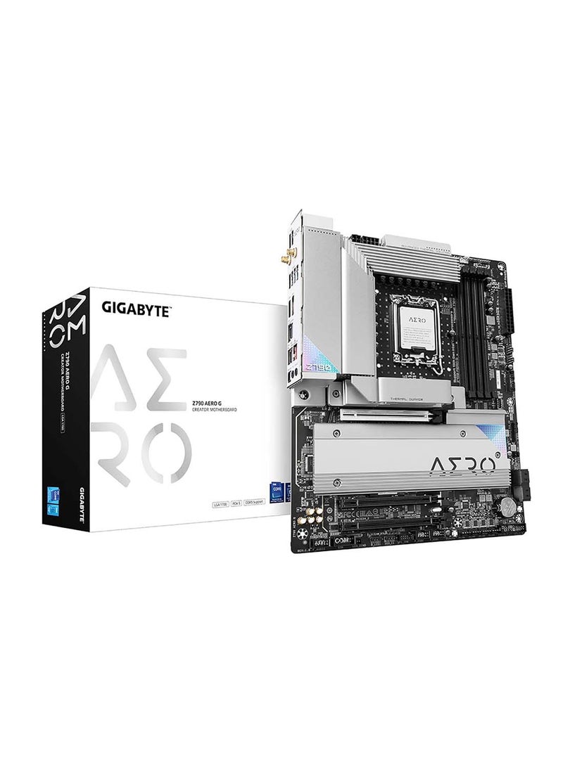 GIGABYTE Z790 AERO G LGA1700 ATX Motherboard, Intel Z790 Chiipset, 4x DDR5 DIMM Up to 192GB Memory, Wi-Fi 6E / 2.5GbE LAN / BT 5.3, 5x M.2, PCIe 5.0, USB 3.2 Gen2x2 Type-C, HDMI / DP Grey  - Image 1