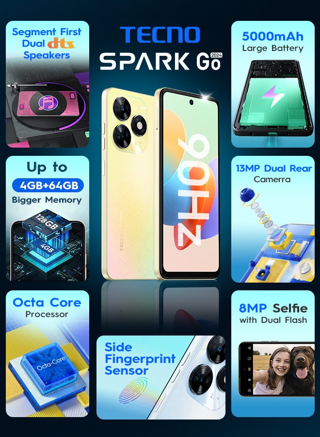 TECNO - Spark Go 2024 Dual SIM Alpenglow Gold 4+4GB RAM 128GB 4G - Middle East Version - Image 1