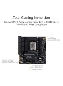 أسوس TUF GAMING B760M-BTF WiFi - مجموعة شرائح Intel B760 (مقبس LGA1700) اللوحة الأم PCIe5 DDR5 Micro ATX، 4 × DIMM، بحد أقصى. 192 جيجابايت، 1 × DP/ 1 × HDMI، 3 × فتحات M.2 و4 × منافذ SATA 6 جيجابت/ثانية  - Image 5