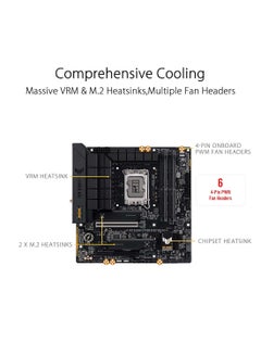 أسوس TUF GAMING B760M-BTF WiFi - مجموعة شرائح Intel B760 (مقبس LGA1700) اللوحة الأم PCIe5 DDR5 Micro ATX، 4 × DIMM، بحد أقصى. 192 جيجابايت، 1 × DP/ 1 × HDMI، 3 × فتحات M.2 و4 × منافذ SATA 6 جيجابت/ثانية  - Image 4