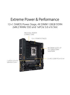 أسوس TUF GAMING B760M-BTF WiFi - مجموعة شرائح Intel B760 (مقبس LGA1700) اللوحة الأم PCIe5 DDR5 Micro ATX، 4 × DIMM، بحد أقصى. 192 جيجابايت، 1 × DP/ 1 × HDMI، 3 × فتحات M.2 و4 × منافذ SATA 6 جيجابت/ثانية  - Image 3