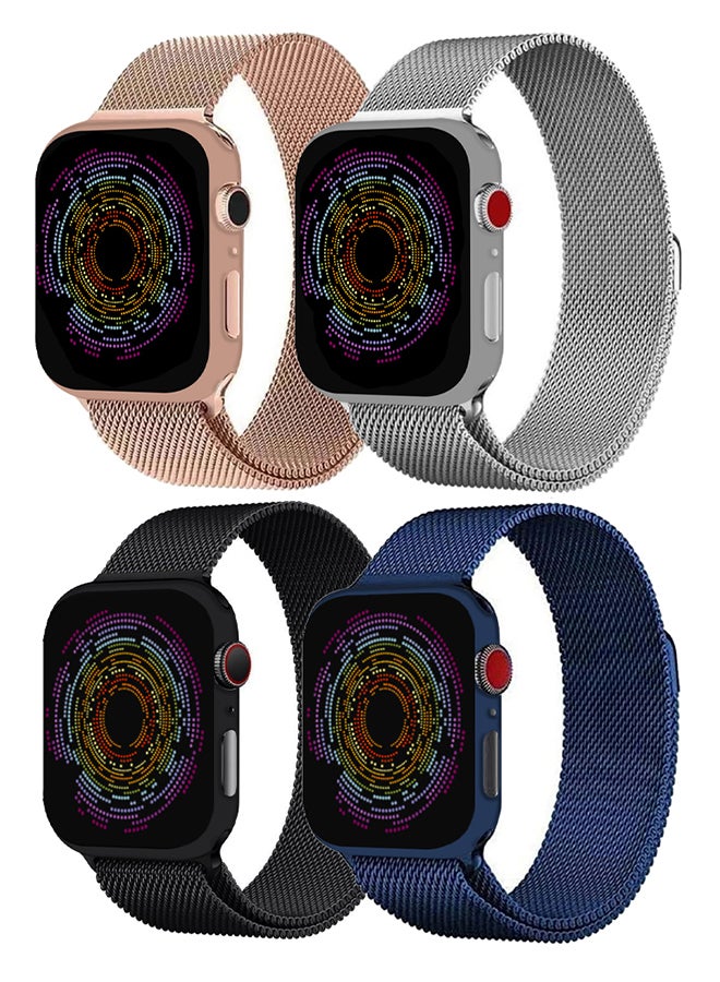 MARGOUN - 4 Pack Stainless Steel Milanese Loop Compatible With Apple Watch Band 38mm 40mm 41mm Men And Women Mesh Loop Magnetic Clasp Replacement For iWatch Bands Series 7 SE 6 5 4 3 2 1 Multicolour - Image 1