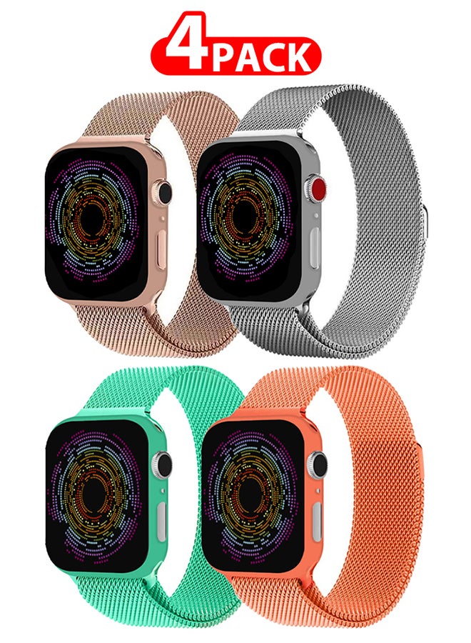 MARGOUN 4 Pack Stainless Steel Milanese Loop Compatible With Apple Watch Band 38mm 40mm 41mm Men And Women Mesh Loop Magnetic Clasp Replacement For iWatch Bands Series 7 SE 6 5 4 3 2 1 Multicolour  - Image 1