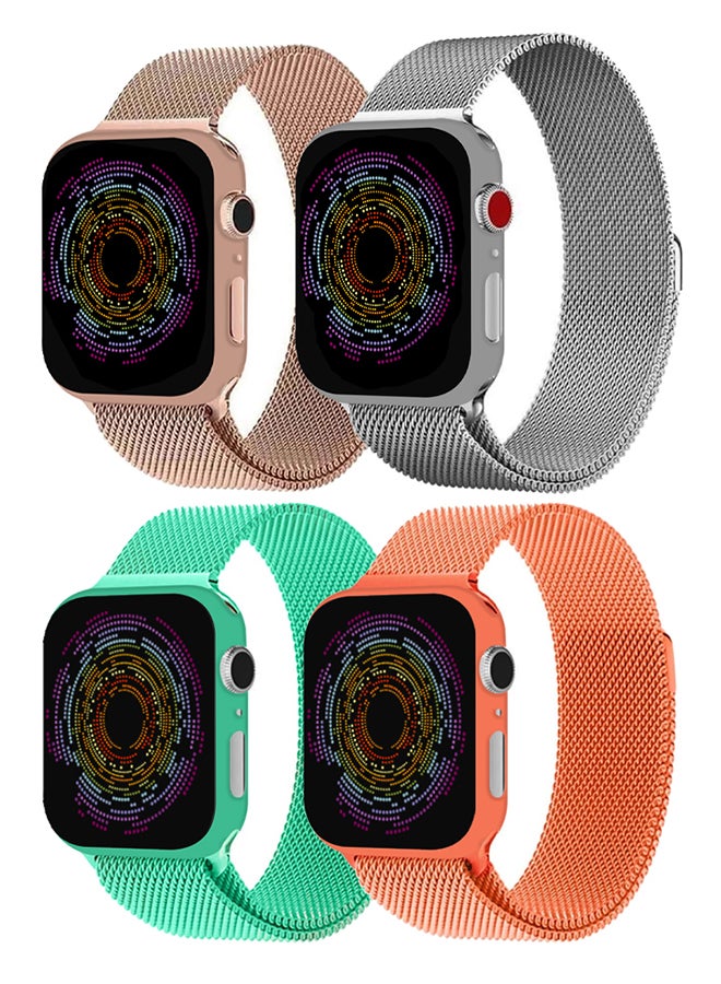MARGOUN 4 Pack Stainless Steel Milanese Loop Compatible With Apple Watch Band 38mm 40mm 41mm Men And Women Mesh Loop Magnetic Clasp Replacement For iWatch Bands Series 7 SE 6 5 4 3 2 1 Multicolour  - Image 2