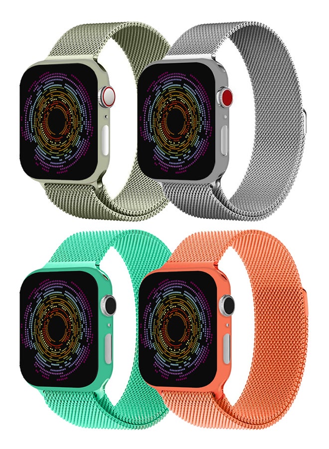MARGOUN 4 Pack Stainless Steel Milanese Loop Compatible With Apple Watch Band 38mm 40mm 41mm Men And Women Mesh Loop Magnetic Clasp Replacement For iWatch Bands Series 7 SE 6 5 4 3 2 1 Multicolour  - Image 2