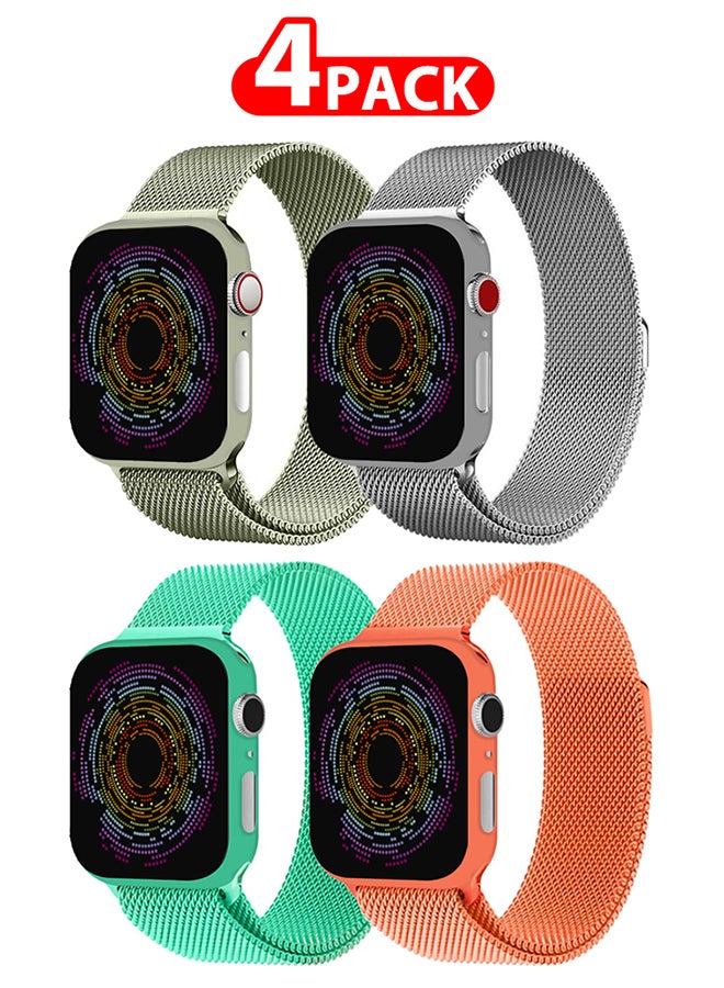 MARGOUN 4 Pack Stainless Steel Milanese Loop Compatible With Apple Watch Band 38mm 40mm 41mm Men And Women Mesh Loop Magnetic Clasp Replacement For iWatch Bands Series 7 SE 6 5 4 3 2 1 Multicolour  - Image 1