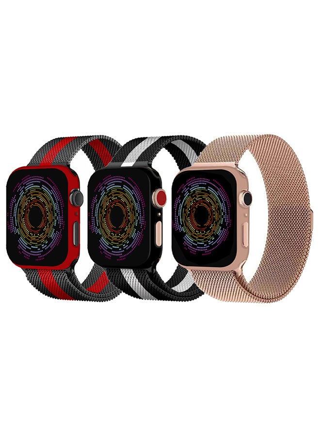 MARGOUN 3 Pack Stainless Steel Milanese Loop Compatible With Apple Watch Band 38mm 40mm 41mm Men And Women Mesh Loop Magnetic Clasp Replacement For iWatch Bands Series 7 SE 6 5 4 3 2 1 Multicolour  - Image 2