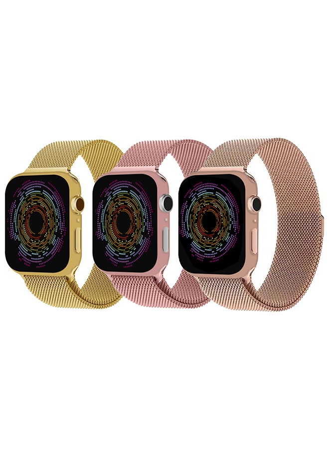 MARGOUN 3 Pack Stainless Steel Milanese Loop Compatible With Apple Watch Band 38mm 40mm 41mm Men And Women Mesh Loop Magnetic Clasp Replacement For iWatch Bands Series 7 SE 6 5 4 3 2 1 Multicolour4  - Image 2