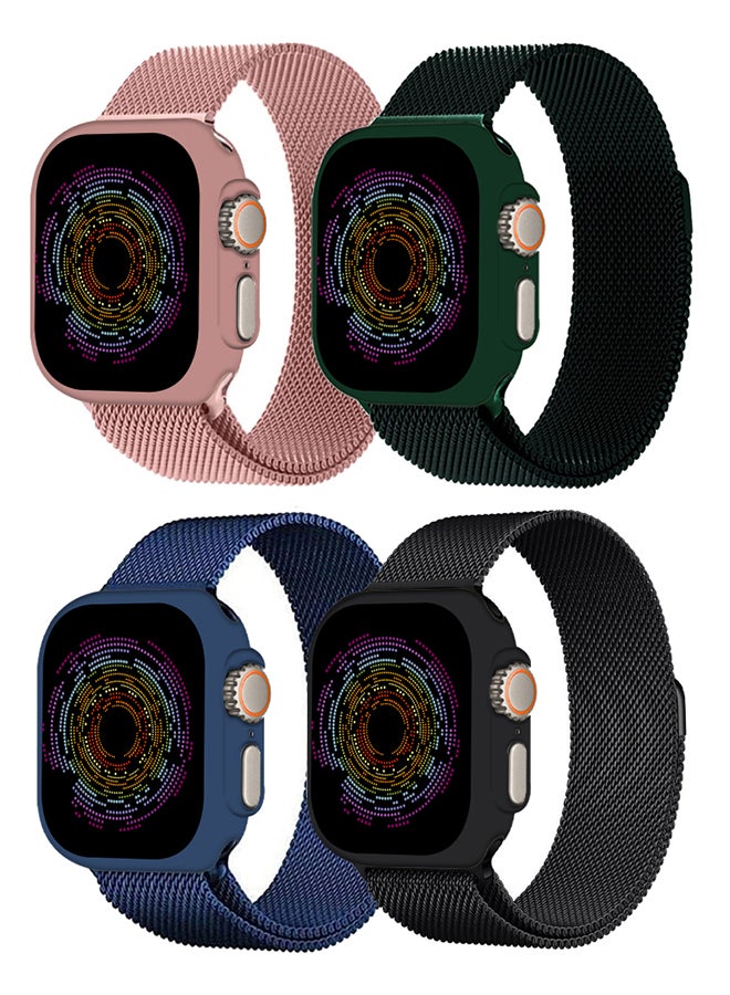 MARGOUN 4 Pack Stainless Steel Milanese Loop Compatible With Apple Watch Band 42mm 44mm 45mm 49mm Men And Women Mesh Loop Magnetic Clasp Replacement For iWatch Bands Ultra2/Ultra/Series 9 8 7 SE 6 5 4 3 2 1 Multicolour  - Image 2