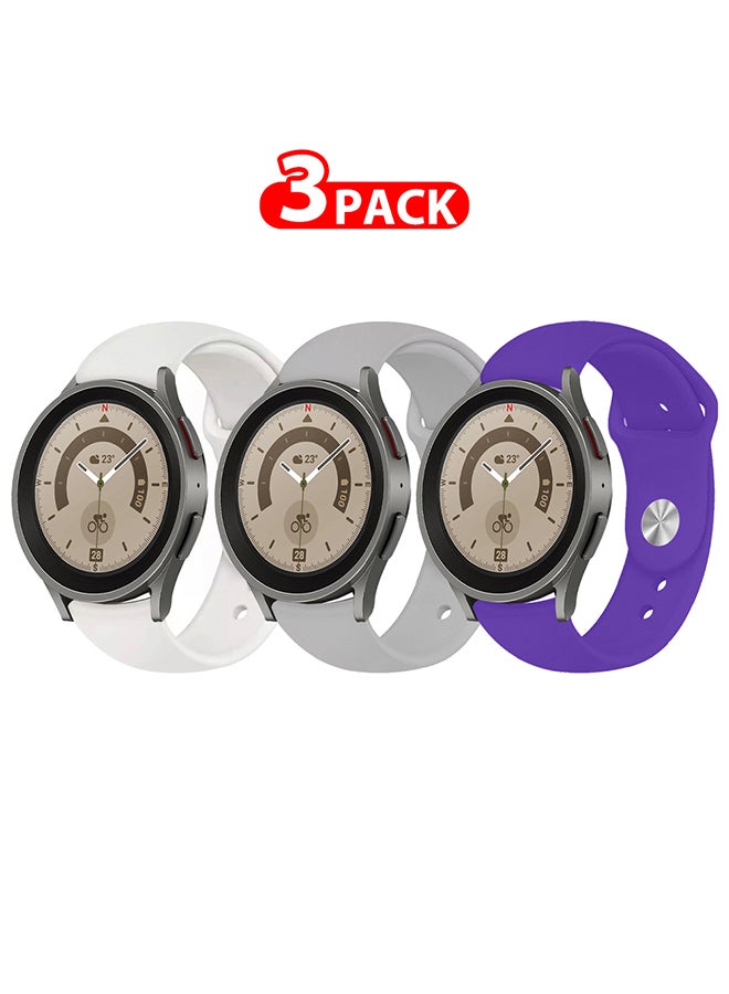 مارجون 3 Pack Samsung Galaxy Watch 5/Watch 5 Pro Band 20mm Soft Silicone Sport Replacement Strap For Women Men Multicolour - Image 1