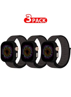 3 Pack Nylon Sport Loop Band Compatible With Apple Watch Bands 42mm 44mm 45mm 49mm Women Men Braided Elastic Wristbands Replacement Band For iWatch Series Ultra 2/Ultra/9/8/7/6/5/4/3/2/1/SE Multicolour