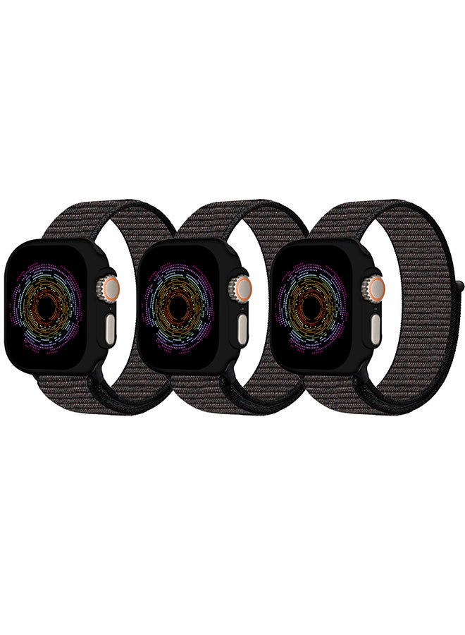 MARGOUN - 3 Pack Nylon Sport Loop Band Compatible With Apple Watch Bands 42mm 44mm 45mm 49mm Women Men Braided Elastic Wristbands Replacement Band For iWatch Series Ultra 2/Ultra/9/8/7/6/5/4/3/2/1/SE Multicolour - Image 1