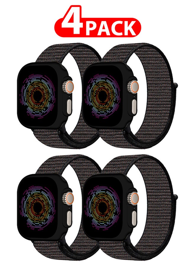 مارجون 4 Pack Nylon Sport Loop Band Compatible With Apple Watch Bands 42mm 44mm 45mm 49mm Women Men Braided Elastic Wristbands Replacement Band For iWatch Series Ultra 2/Ultra/9/8/7/6/5/4/3/2/1/SE Multicolour - Image 1