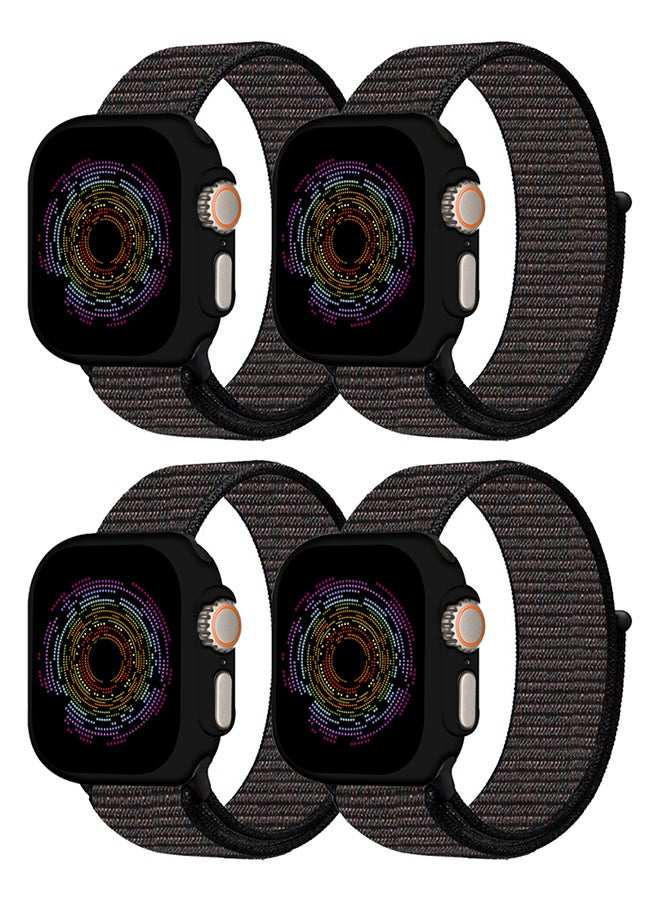 مارجون 4 Pack Nylon Sport Loop Band Compatible With Apple Watch Bands 42mm 44mm 45mm 49mm Women Men Braided Elastic Wristbands Replacement Band For iWatch Series Ultra 2/Ultra/9/8/7/6/5/4/3/2/1/SE Multicolour - Image 2
