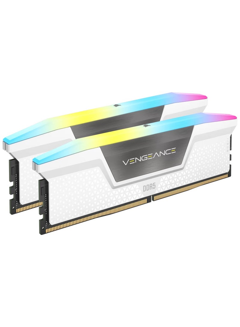 CORSAIR - VENGEANCE RGB DDR5 RAM 32GB (2x16GB) 6000MHz CL36 Intel XMP ICUE Compatible Computer Memory (CMH32GX5M2E6000C36W) 32GBmm - Image 1