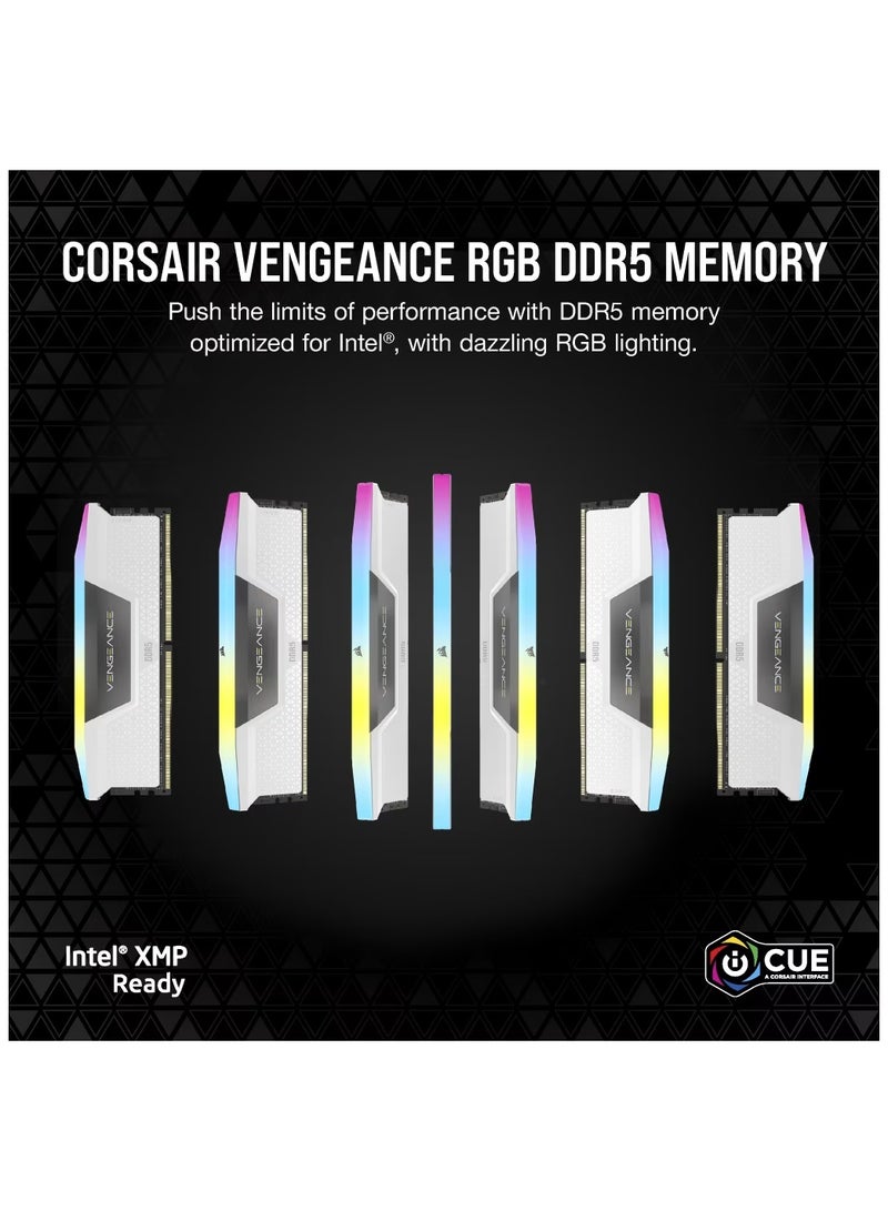 CORSAIR - VENGEANCE RGB DDR5 RAM 32GB (2x16GB) 6000MHz CL36 Intel XMP ICUE Compatible Computer Memory (CMH32GX5M2E6000C36W) 32GBmm - Image 1