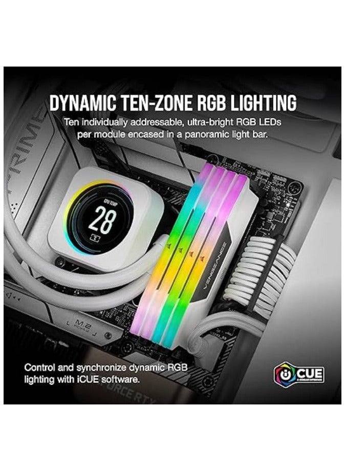 CORSAIR - VENGEANCE RGB DDR5 RAM 32GB (2x16GB) 6000MHz CL36 Intel XMP ICUE Compatible Computer Memory (CMH32GX5M2E6000C36W) 32GBmm - Image 1