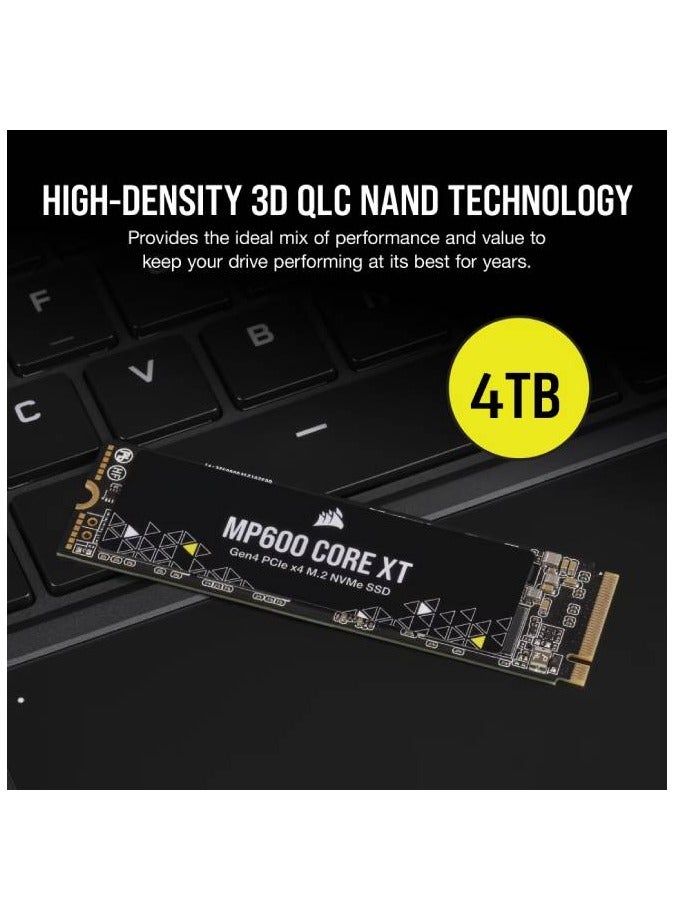 CORSAIR MP600 CORE XT 4TB PCIe 4.0 (Gen4) x4 NVMe M.2 SSD For PCIe 4.0 For Notebooks and Desktops - Black 4 TB